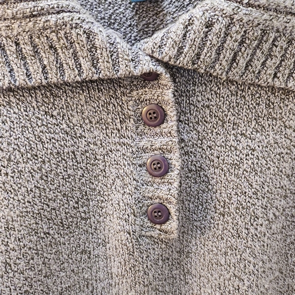 Karen Scott Women's Petite S Purple/Blue Heathered Sweater 4 Buttons Wide Collar - Picture 3 of 9